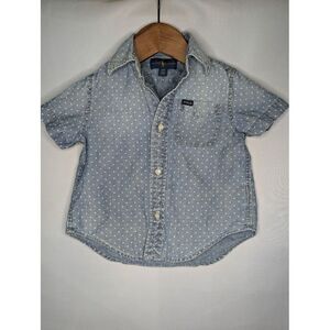 Ralph Lauren‎ Polo Short Sleeve Button Down Shirt Size 2T Toddler Denim Stars